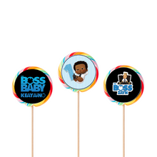 Afbeelding in Gallery-weergave laden, Gepersonaliseerde Boss Baby ronde regenboog lollies
