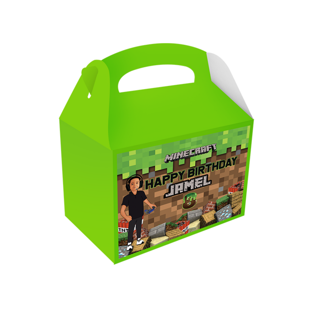 Gepersonaliseerde Minecraft traktatie uitdeel doos