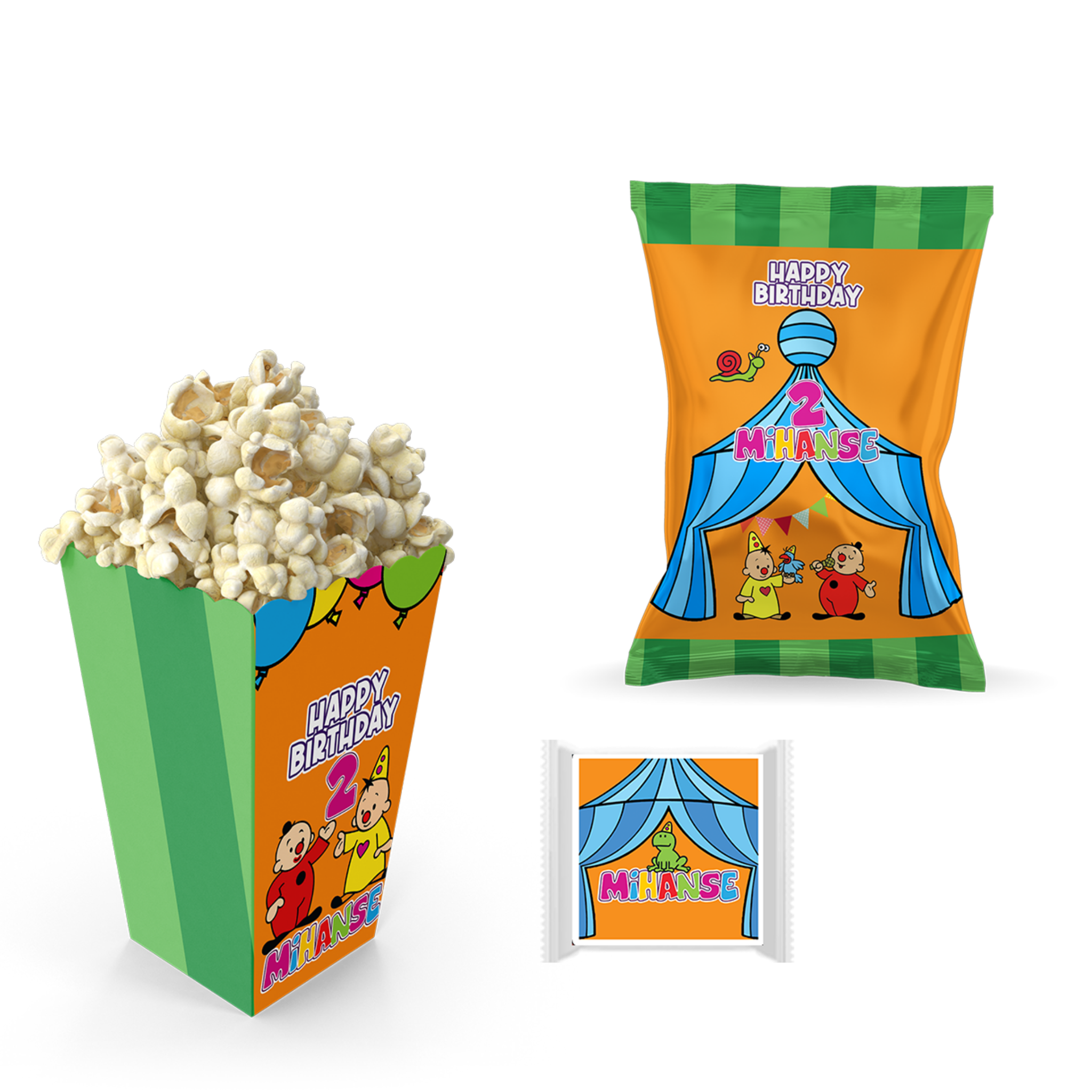 Bumba  popcornbak, chips en chocolade