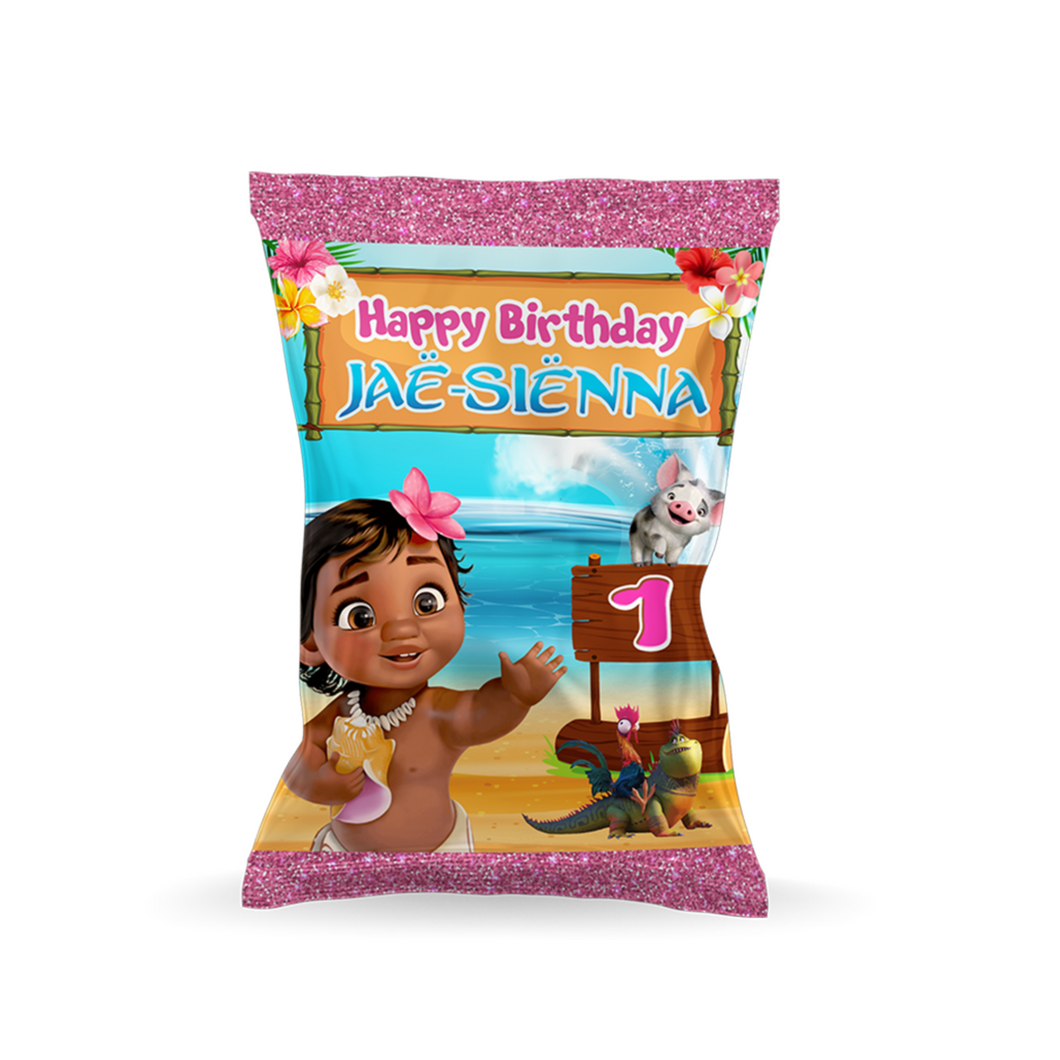 Gepersonaliseerde Moana Baby popcorn uitdeelzakjes