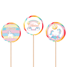 Afbeelding in Gallery-weergave laden, Gepersonaliseerde Unicorn ronde lollies
