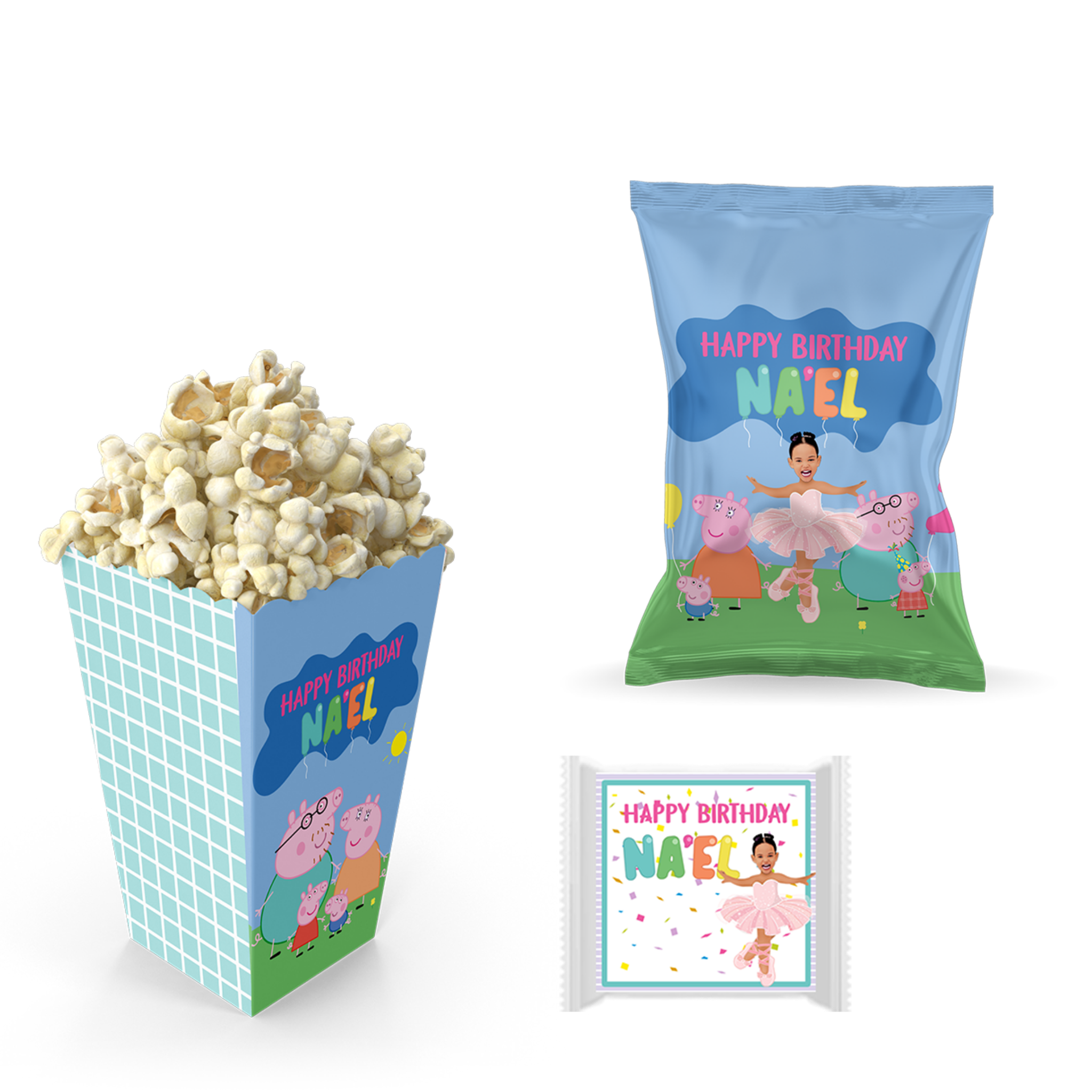 Peppa Pig popcornbak, chips en stickers