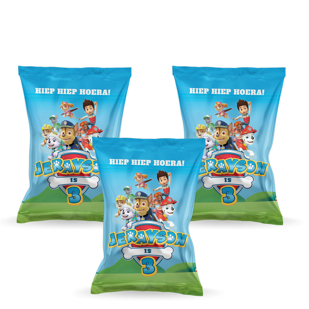 Gepersonaliseerde Pawty Time popcorn uitdeelzakjes