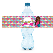 Afbeelding in Gallery-weergave laden, Gepersonaliseerde Zeemeermin Mermaid waterfles labels en stickers
