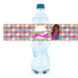 Gepersonaliseerde Zeemeermin Mermaid waterfles labels en stickers