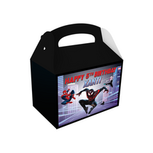 Afbeelding in Gallery-weergave laden, Gepersonaliseerde Spiderman Verse-editie traktatie uitdeel doos
