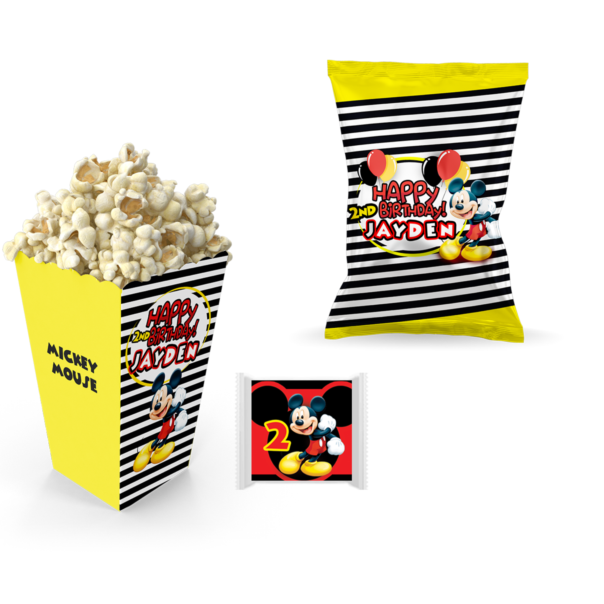 Mickey Mouse  popcornbak, chips en chocolade