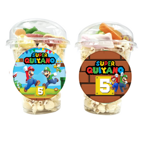 Gepersonaliseerde Super Mario Bros snoep en popcorn bekers